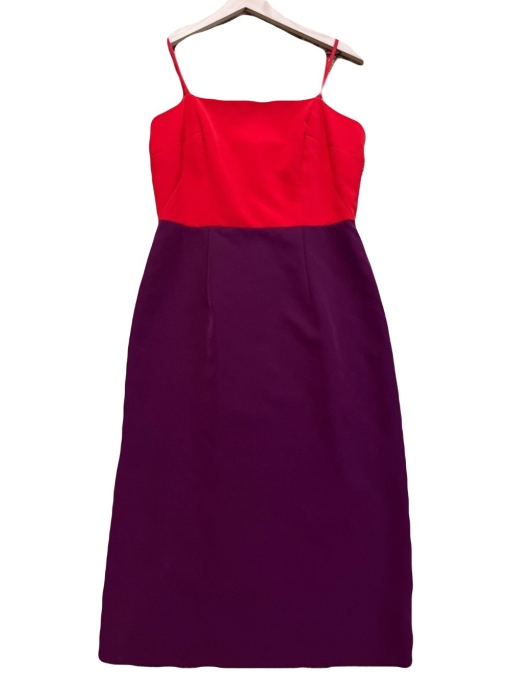 Milly Dress - Women's 4 Red Purple - Shift Colorblock Spaghetti Strap